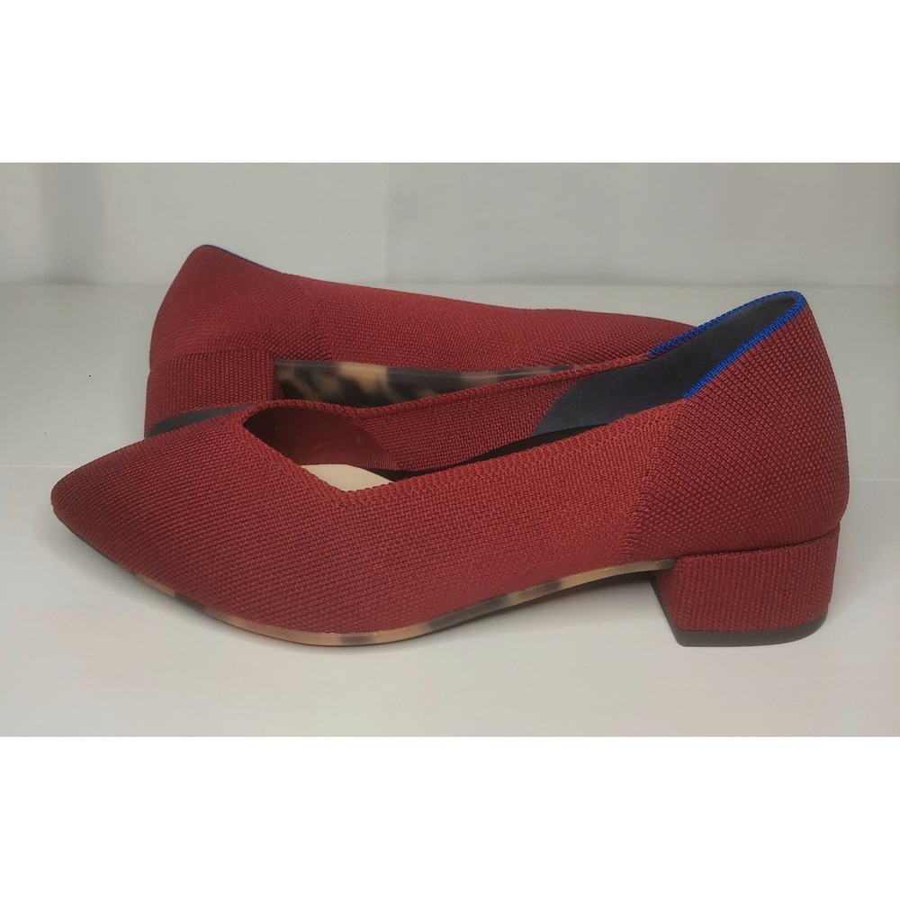 Rothys Womens The High Point Block Heel Pumps Autumn Red Tortoiseshell Size 9